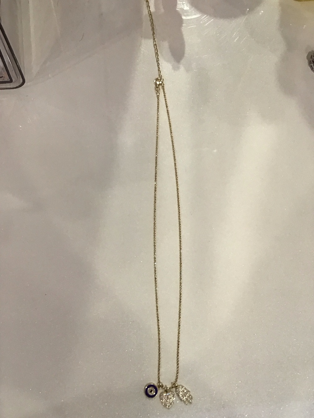 Gold-Tone Evil Eye and Leaf Pendant Necklace - Women Jewelry